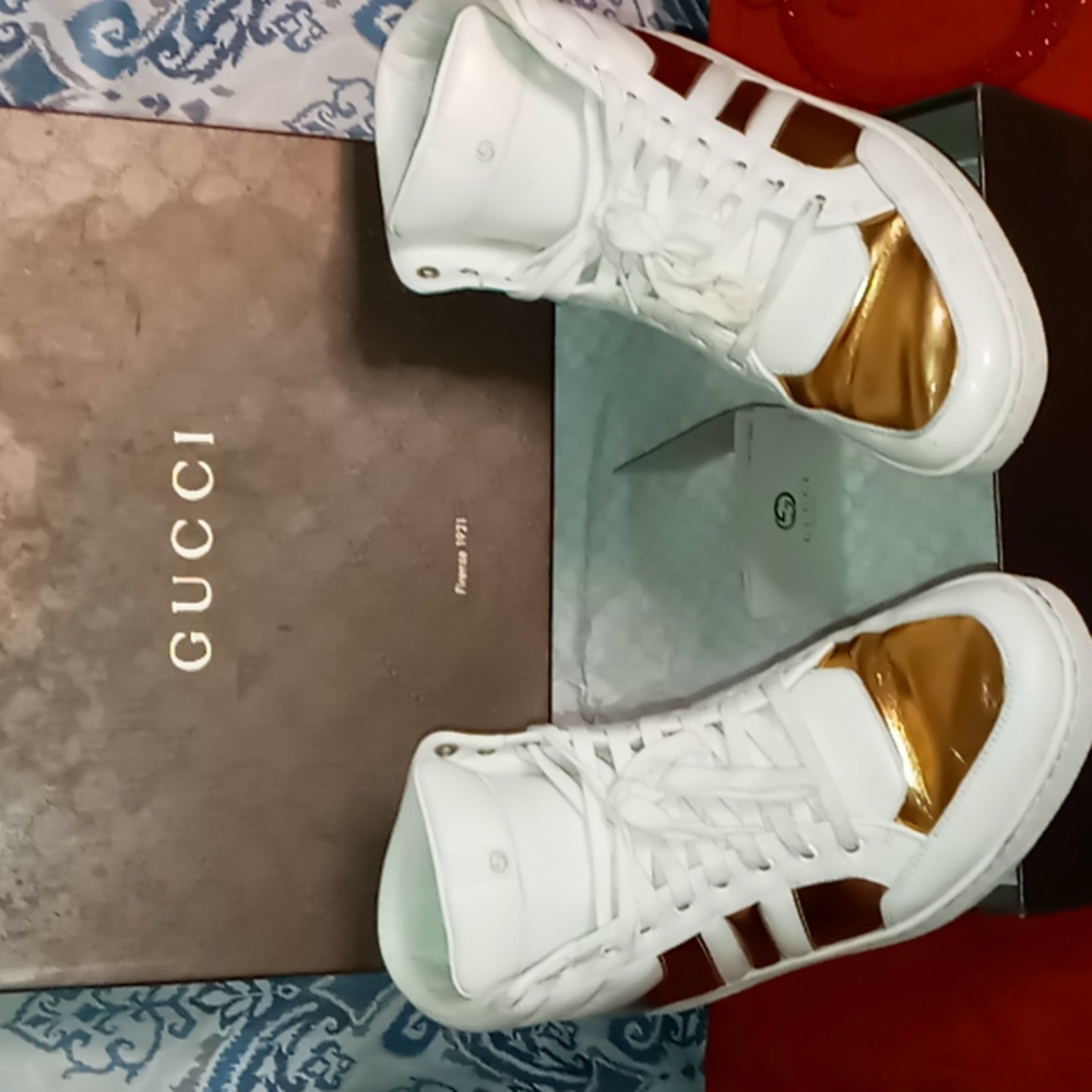 Gucci sneakers white/gold hightop
